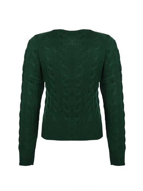 Cardigan a trecce in lana e cashmere Green POLO RALPH LAUREN | 211972104008